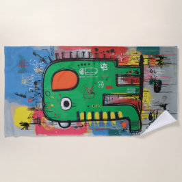 Abstract Elephant Pop Art Illustration ビーチタオル