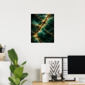 Abstract Emerald Green Jade and Gold Art Poster ポスター (ホームオフィス)