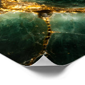 Abstract Emerald Green Jade and Gold Art Poster ポスター (角)