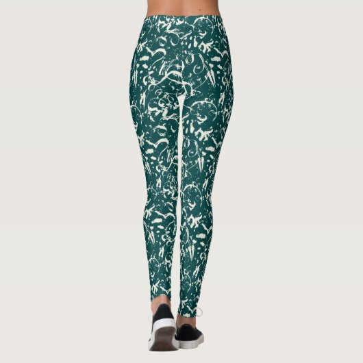 Abstract Emerald Green Leggings  レギンス (裏面)