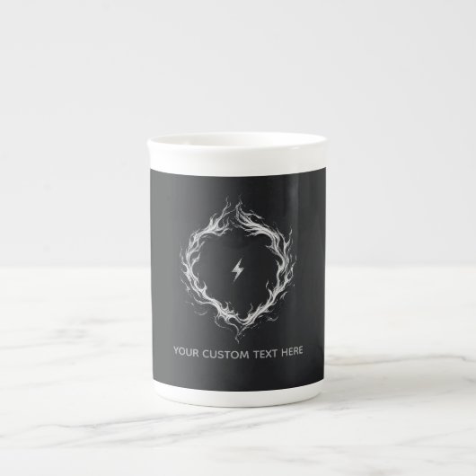 Abstract Energy Circle– Customizable Text ボーンチャイナマグカップ (正面)