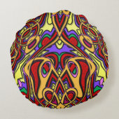 Abstract ethnic colorful ラウンドクッション (裏面)