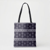 Abstract ethnic geometric pattern design Blue back トートバッグ (正面)