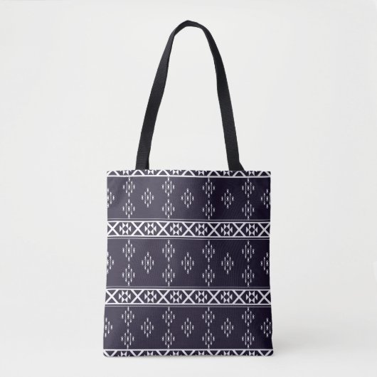 Abstract ethnic geometric pattern design Blue back トートバッグ (正面)