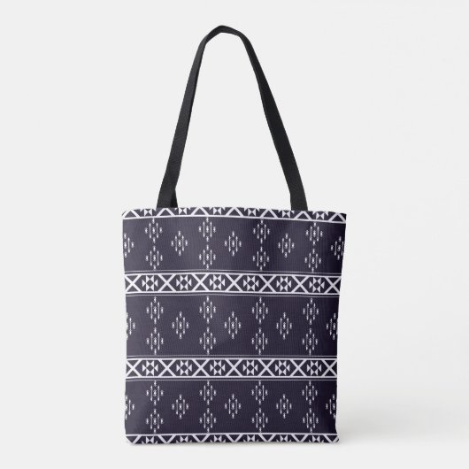 Abstract ethnic geometric pattern design Blue back トートバッグ (裏面)