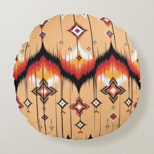 Abstract ethnic geometric pattern design, Ikat geo ラウンドクッション (正面)