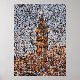 Abstract Expressionist Big Ben London Drip Art ポスター