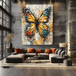 Abstract Expressionist Butterfly Painting Colorful ポスター