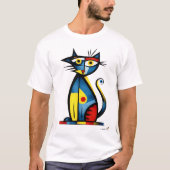 Abstract Expressionist Cat Modern Animal Art Tシャツ (正面)