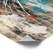 Abstract Expressionist Cat Portrait Modern Animal  ポスター (角)