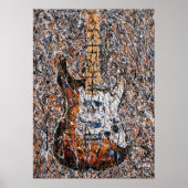 Abstract Expressionist Electric Guitar Drip Art ポスター (正面)
