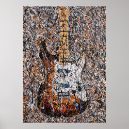 Abstract Expressionist Electric Guitar Drip Art ポスター