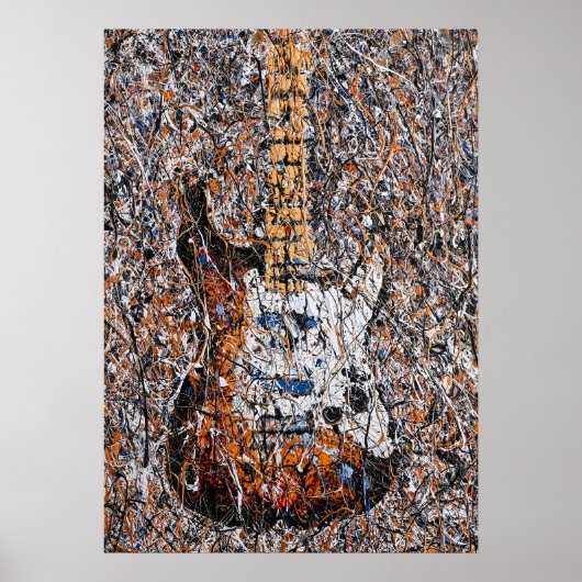 Abstract Expressionist Electric Guitar Drip Art ポスター (正面)