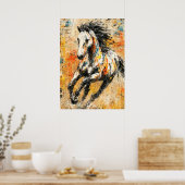 Abstract Expressionist Horse Painting Dynamic ポスター (キッチン)
