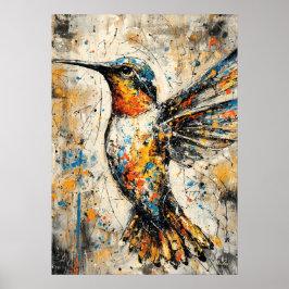 Abstract Expressionist Hummingbird Painting Modern ポスター