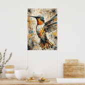 Abstract Expressionist Hummingbird Painting Modern ポスター (キッチン)