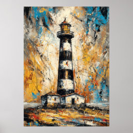 Abstract Expressionist Lighthouse Painting Coastal ポスター