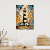 Abstract Expressionist Lighthouse Painting Coastal ポスター (キッチン)