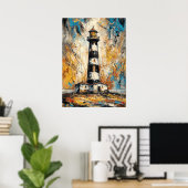 Abstract Expressionist Lighthouse Painting Coastal ポスター (ホームオフィス)