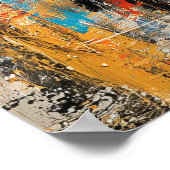 Abstract Expressionist Lion Portrait Modern Wild ポスター (角)