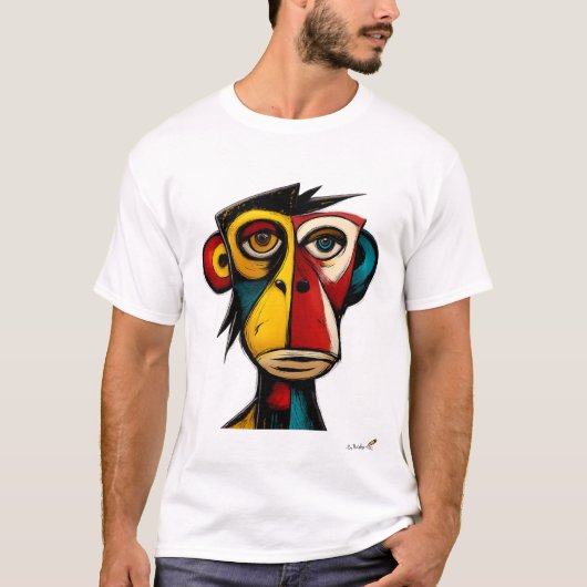 Abstract Expressionist Monkey | Modern Geometric Tシャツ (正面)