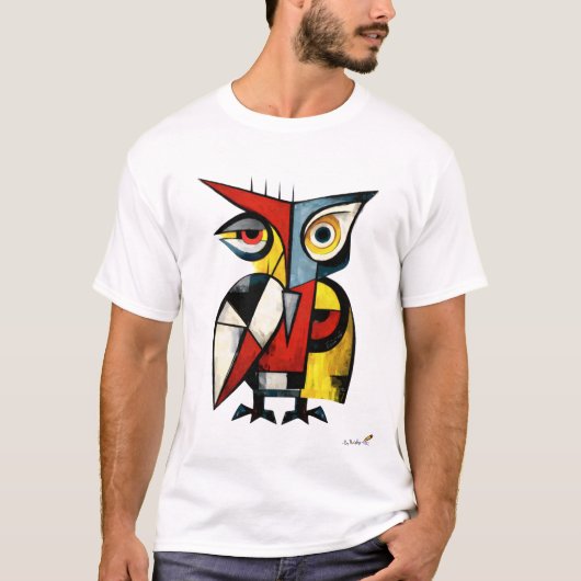 Abstract Expressionist Owl Modern Animal Art Tシャツ (正面)