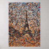 Abstract Expressionist Paris Eiffel Tower Drip Art ポスター (正面)