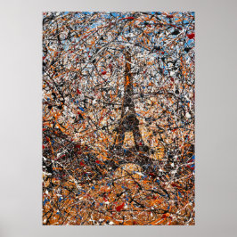 Abstract Expressionist Paris Eiffel Tower Drip Art ポスター