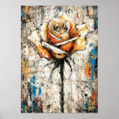 Abstract Expressionist Rose Painting Modern Floral ポスター (正面)