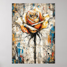 Abstract Expressionist Rose Painting Modern Floral