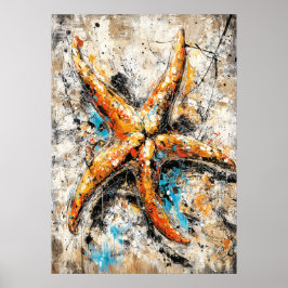 Abstract Expressionist Starfish Painting Coastal ポスター