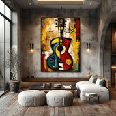 Abstract Expressionist Ukulele – Symbolic Modern ポスター