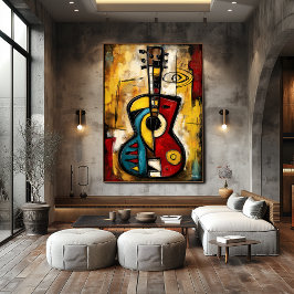 Abstract Expressionist Ukulele – Symbolic Modern ポスター