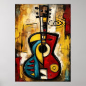 Abstract Expressionist Ukulele – Symbolic Modern ポスター (正面)