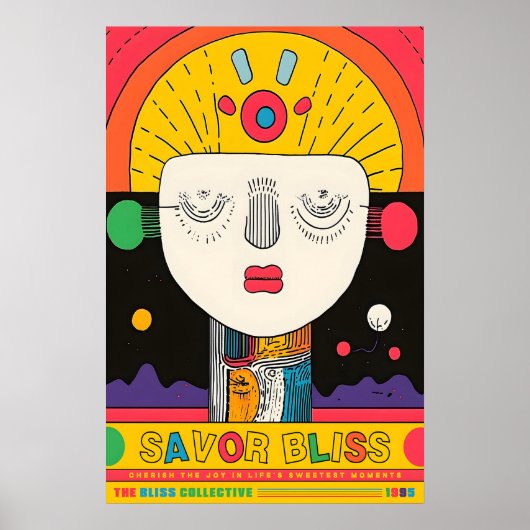 Abstract Face Art Print Retro Pop Exhibition ポスター (正面)