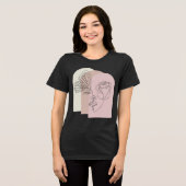 Abstract Face Art T-Shirt with Rose & Butterfly –  トライブレンドＴシャツ (正面全面)