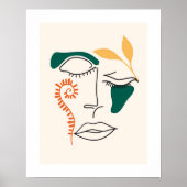 Abstract Face Illustration BOHO Chic Minimalist ポスター (正面)
