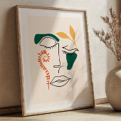 Abstract Face Illustration BOHO Chic Minimalist ポスター