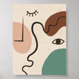 Abstract Face Line Art ポスター