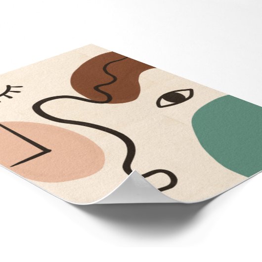 Abstract Face Line Art ポスター (角)