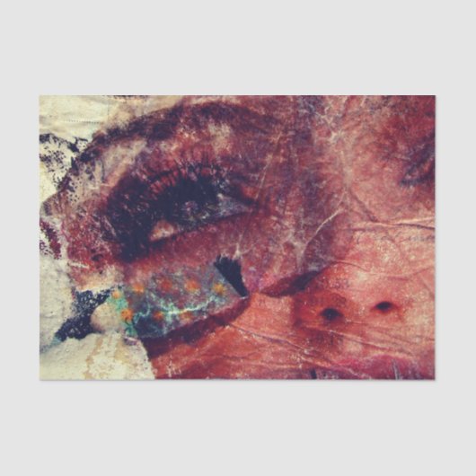 Abstract Face Mixed Media collage decoupage 薄葉紙 (正面)