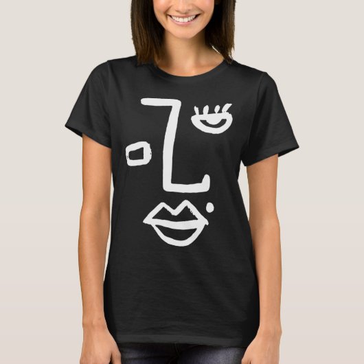 Abstract Face One Line Women Men Kids Boys Girls T Tシャツ (正面)