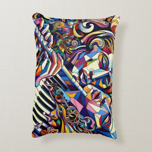 Abstract Faces and Instruments アクセントクッション (裏面(縦))
