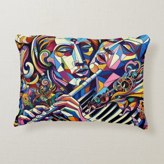 Abstract Faces and Instruments アクセントクッション (裏面)