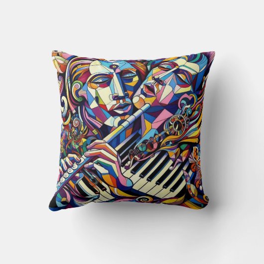 Abstract Faces and Instruments クッション (裏面)