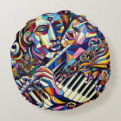 Abstract Faces and Instruments ラウンドクッション (裏面)