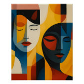 Abstract Faces Art Print, Dual Portrait, Abstract ポスター (正面)