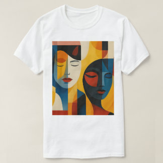 Abstract Faces Art Print, Dual Portrait, Abstract Tシャツ