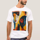 Abstract Faces Art Print, Dual Portrait, Abstract Tシャツ (正面)