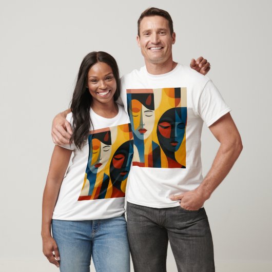 Abstract Faces Art Print, Dual Portrait, Abstract Tシャツ (ユニセックス)